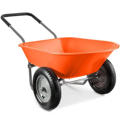 Quikfurn Heavy Duty 2-wheel Multipurpose Rust Proof Wheelbarrow - Orange In Neutral