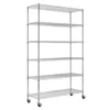 Quikfurn Heavy Duty 6-shelf Metal Storage Rack Shelving Unit With Casters