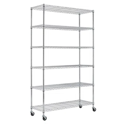 Quikfurn Heavy Duty 6-shelf Metal Storage Rack Shelving Unit With Casters