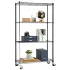 Quikfurn Heavy Duty Black Steel 4-tier Shelving Unit With Locking Casters