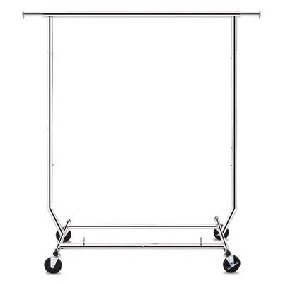 Quikfurn Heavy Duty Metal Clothing Garment Rack With Lockable Wheels - 250 Lbs. Capacity