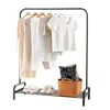 Quikfurn Heavy Duty Metal Garment Rack Clothes Hanging Rod With Bottom Storage Shelf