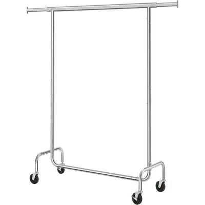 Quikfurn Heavy Duty Metal Tube Clothes Garment Rack On Wheels With 286 Lb. Capacity In Blue