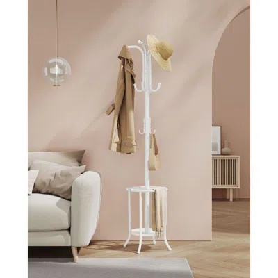 Quikfurn Heavy Duty White Metal Coat Rack With Umbrella Holder