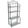 Quikfurn Indoor Outdoor Folding Black Metal Bakers Rack With 4-tier Lattice Shelves