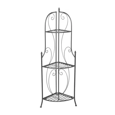 Quikfurn Indoor/outdoor 3-shelf Black Metal Corner Bakers Rack Plant Stand