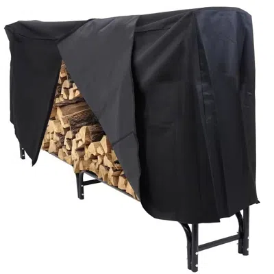 Quikfurn Indoor/outdoor 8-ft. Black Metal Firewood Rack With Cover