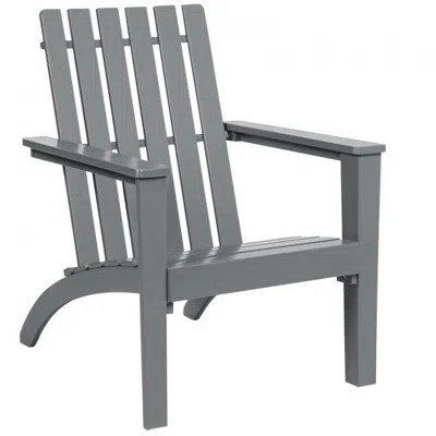 Quikfurn Indoor/outdoor Acacia Wood Adirondack Lounge Armchair - Grey