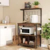 Quikfurn Industrial Kitchen Metal Wood Bakers Rack Microwave Cart With Storage Cabinet