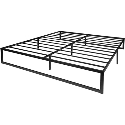 Quikfurn King Size 14 Inch Black Metal Steel Slat Platform Bed
