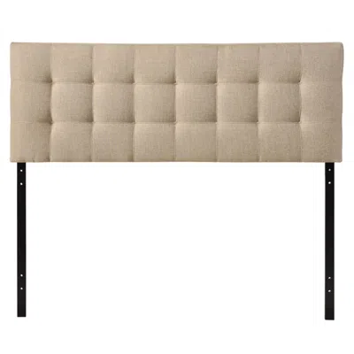 Quikfurn King Size Beige Fabric Upholstered Mid-century Style Headboard