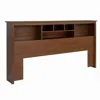 QUIKFURN KING SIZE BOOKCASE HEADBOARD BOOK SHELF IN DARK CHERRY WOOD FINISH