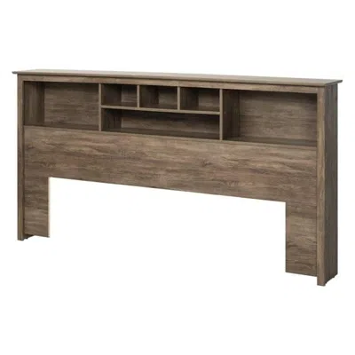Quikfurn King Size Bookcase Headboard In Drifted Gray Wood Finish