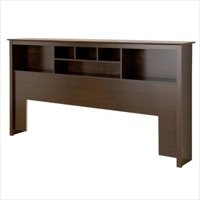 Quikfurn King Size Bookcase Headboard In Espresso Wood Finish