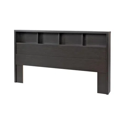 Quikfurn King Size Bookcase Headboard In Washed Black Wood Finish