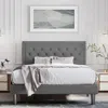 Quikfurn King Size Dark Grey Linen Upholstered Platform Bed With Button-tufted Headboard