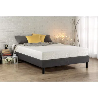 Quikfurn King Size Grey Upholstered Platform Bed Frame With Mid-century Style Legs