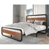 Quikfurn King Size Heavy Duty Industrial Modern Metal Wood Platform Bed Frame With Headboard