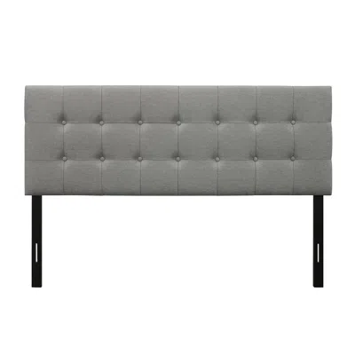 Quikfurn King Size Mid-century Style Button-tufted Headboard In Grey Upholstered Fabric