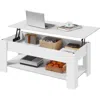 Quikfurn Lift-top Coffee Table Laptop Desk Tv Tray In White Wood Finish