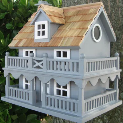 Quikfurn Light Blue Wooden Cottage Bird House With Removeable Back