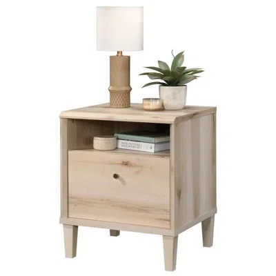 Quikfurn Light Maple Wood Farmhouse Style 1-drawer Nightstand With Open Shelf