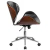 Quikfurn Mid-back Walnut / Black Faux Leather Office Chair With Curved Bentwood Seat