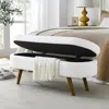 Quikfurn Mid-century Modern Boho Style White Linen End Of Bed Storage Bench