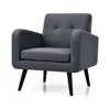 Quikfurn Mid-century Modern Grey Linen Upholstered Accent Chair With Wooden Legs