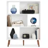 Quikfurn Mid Century Modern Style Bookcase Storage Shelving Unit In White Wood Finish