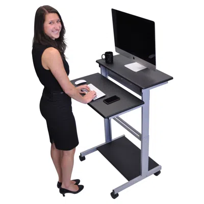 Quikfurn Mobile 31.5-inch Stand Up Computer Desk In Black