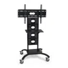 Quikfurn Mobile Flat Screen Tv Stand Cart With Shelf And Universal Mounting Bracket