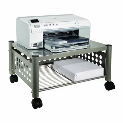 Quikfurn Mobile Heavy Duty Under-desk Printer Stand In Matte Gray In Brown