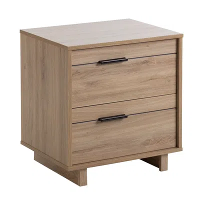 Quikfurn Modern 2-drawer End Table Nightstand In Light Oak Wood Finish