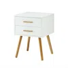 Quikfurn Modern 2-drawer End Table Nightstand In White With Mid-century Style Wood Legs