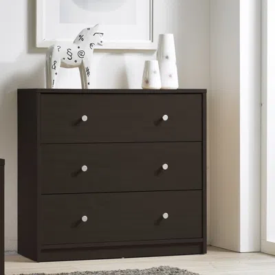 Quikfurn Modern 3-drawer Chest Bedroom Bureau In Dark Brown Wood Finish