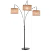 Quikfurn Modern 3-light Arch Floor Lamp In Antique Bronze With Drum Style Shades