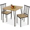 Quikfurn Modern 3-piece Metal Frame Dining Set With Wood Top Table And 2 Chairs