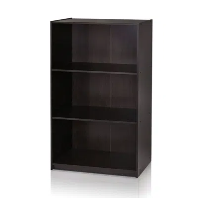 Quikfurn Modern 3-shelf Bookcase In Espresso Wood Finish