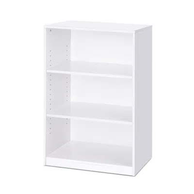 Quikfurn Modern 3-shelf Bookcase In White Wood Finish