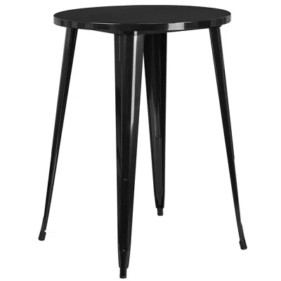 Quikfurn Modern 30-inch Outdoor Round Metal Cafe Bar Patio Table In Black