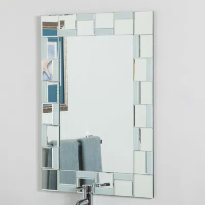Quikfurn Modern 31.5 X 23.6 Inch Rectangle Bathroom Mirror With Unique Border In Black