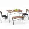 Quikfurn Modern 4-piece Dining Set With Wood Top Table 2 Chairs And Bench