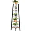 Quikfurn Modern 4-shelf Brown Black Corner Shelving Unit Slim Bookcase