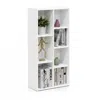 Quikfurn Modern 42-inch High Bookcase With 7 Open Shelves In White Wood Finish