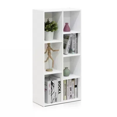 Quikfurn Modern 42-inch High Bookcase With 7 Open Shelves In White Wood Finish