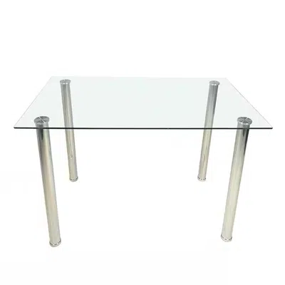 Quikfurn Modern 47-inch X 27-inch Tempered Glass Top Dining Table