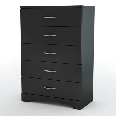 Quikfurn Modern 5-drawer Bedroom Chest In Black Wood Finish