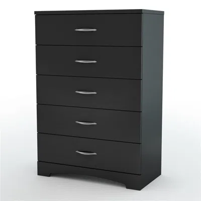 Quikfurn Modern 5-drawer Chest In Black Finish