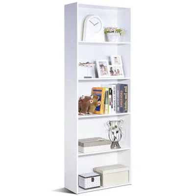 Quikfurn Modern 5-tier Bookcase Storage Shelf In White Wood Finish